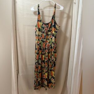 TWEEDS Floral Button Front Dress Size 12 | Smocked Back Sleeveless Summer Style